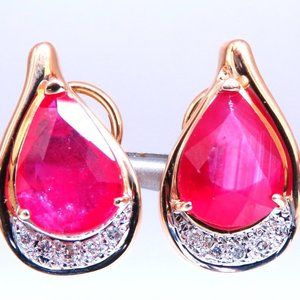 22.25ct Ruby Diamond Clip Earrings 14kt Gold